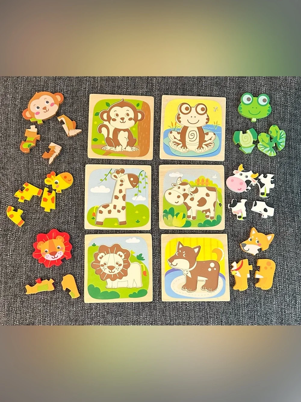 Wooden puzzles • set of 6 • thick pieces • animals